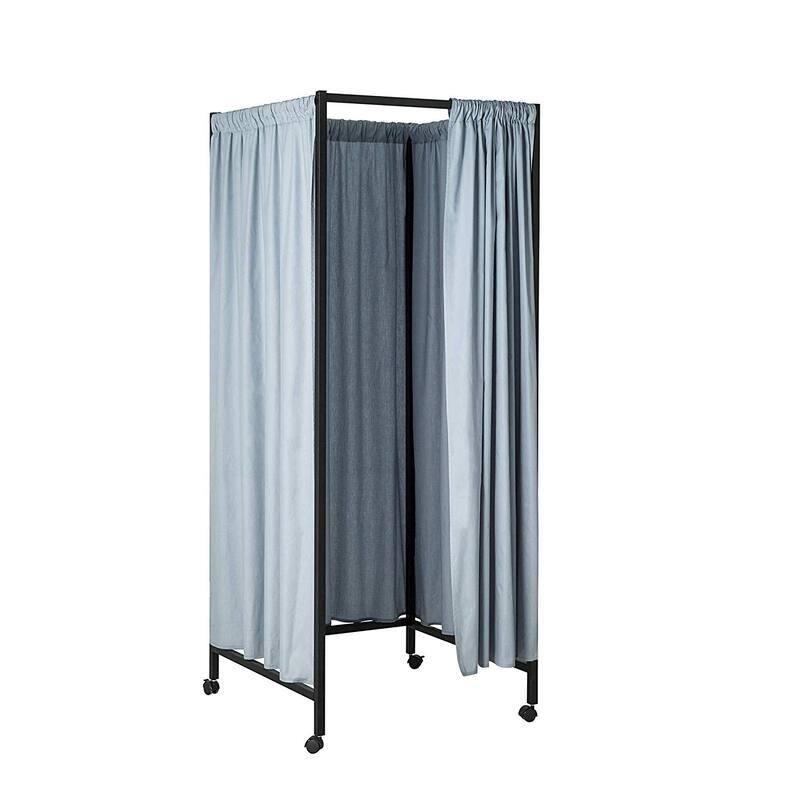 Don't Look At Me - Portable Changing Room Divider - Black Frame with Cotton Fabric and Casters
