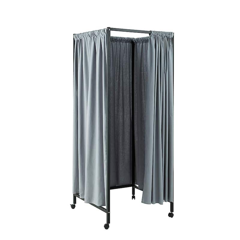 Don't Look At Me - Portable Changing Room Divider - Black Frame with Cotton Fabric and Casters