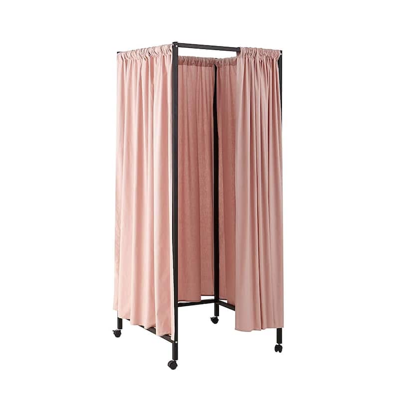 Don't Look At Me - Portable Changing Room Divider - Black Frame with Cotton Fabric and Casters