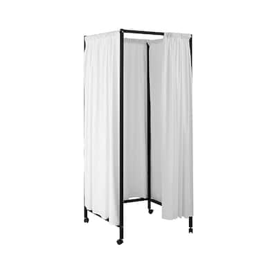 Don't Look At Me - Portable Changing Room Divider - Black Frame with Cotton Fabric and Casters
