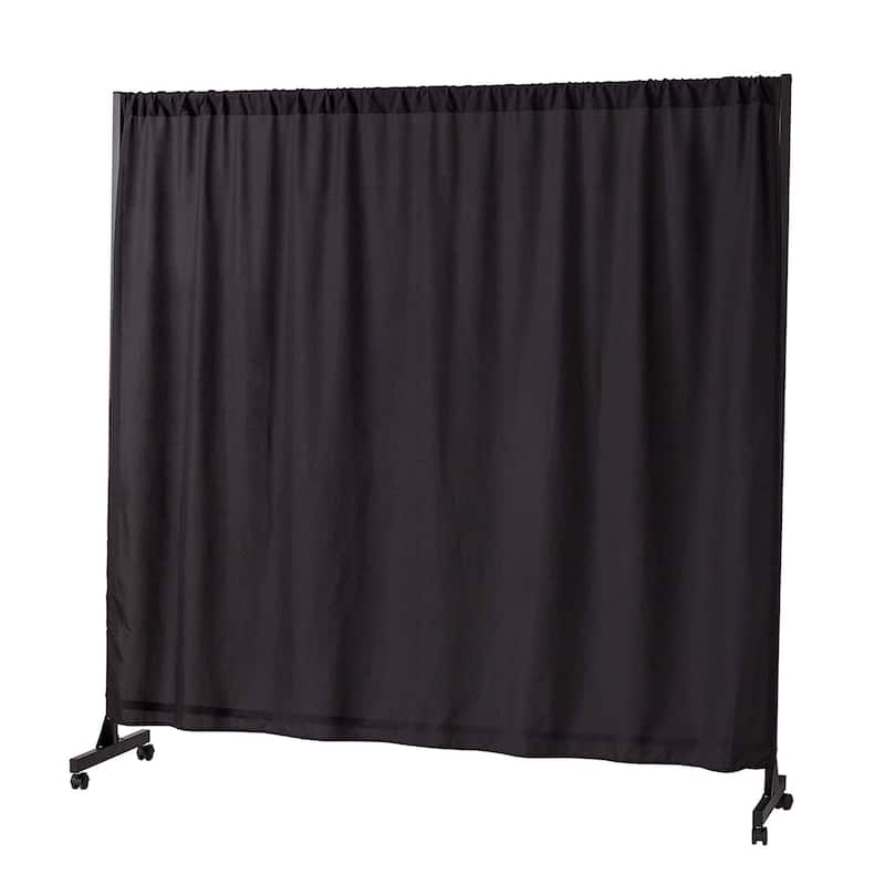 Don't Look at Me - Expandable Privacy Room Divider - Black Frame with Blackout Fabric - 18.11"W x 73.82"H x 40.94"L - 72.04''L - Black Frame with Black Blackout Fabric