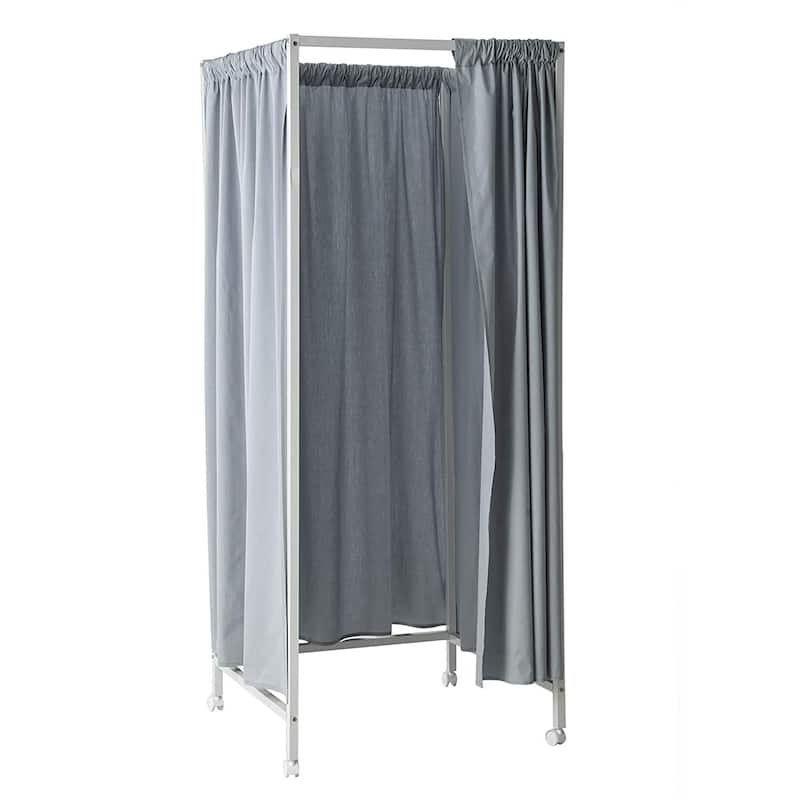 Don't Look At Me - Portable Changing Room Divider - White Frame with Cotton Fabric and Casters