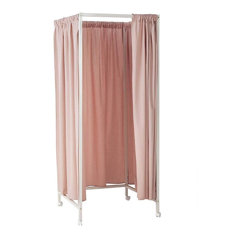Don't Look At Me - Portable Changing Room Divider - White Frame with Cotton Fabric and Casters