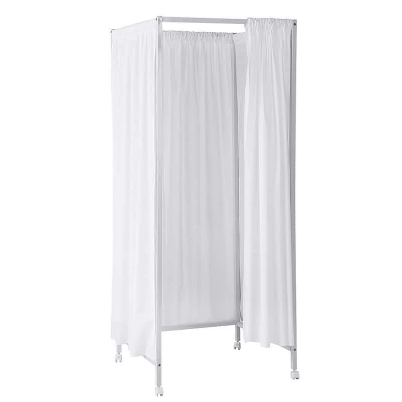 Don't Look At Me - Portable Changing Room Divider - White Frame with Cotton Fabric and Casters
