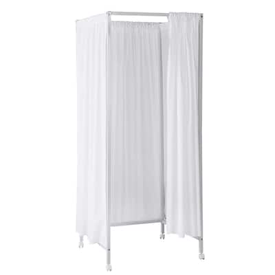 Don't Look At Me - Portable Changing Room Divider - White Frame with Cotton Fabric and Casters