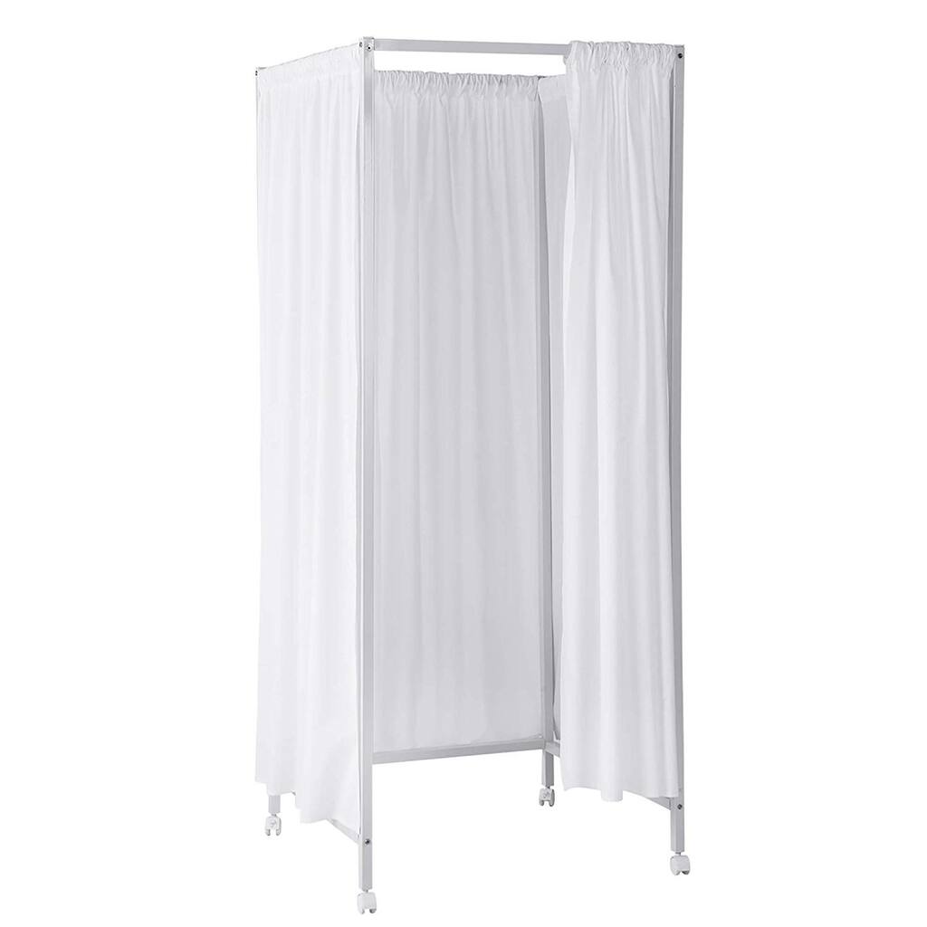 Don't Look At Me - Portable Changing Room Divider - White Frame with Cotton Fabric and Casters