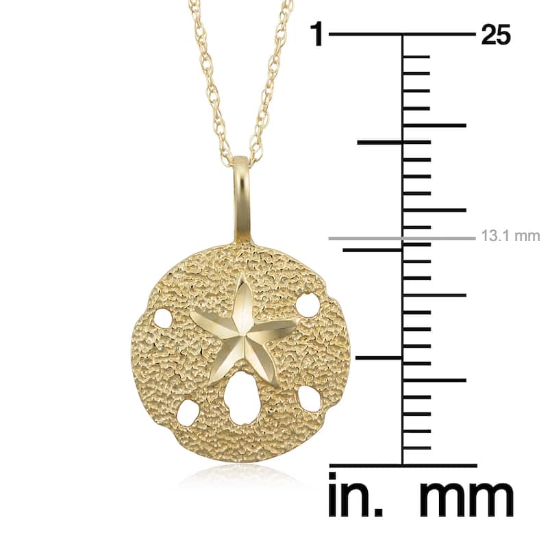 14k Yellow Gold Starfish Sand Dollar Pendant Necklace (18 inch)