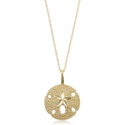 14k Yellow Gold Starfish Sand Dollar Pendant Necklace (18 inch)