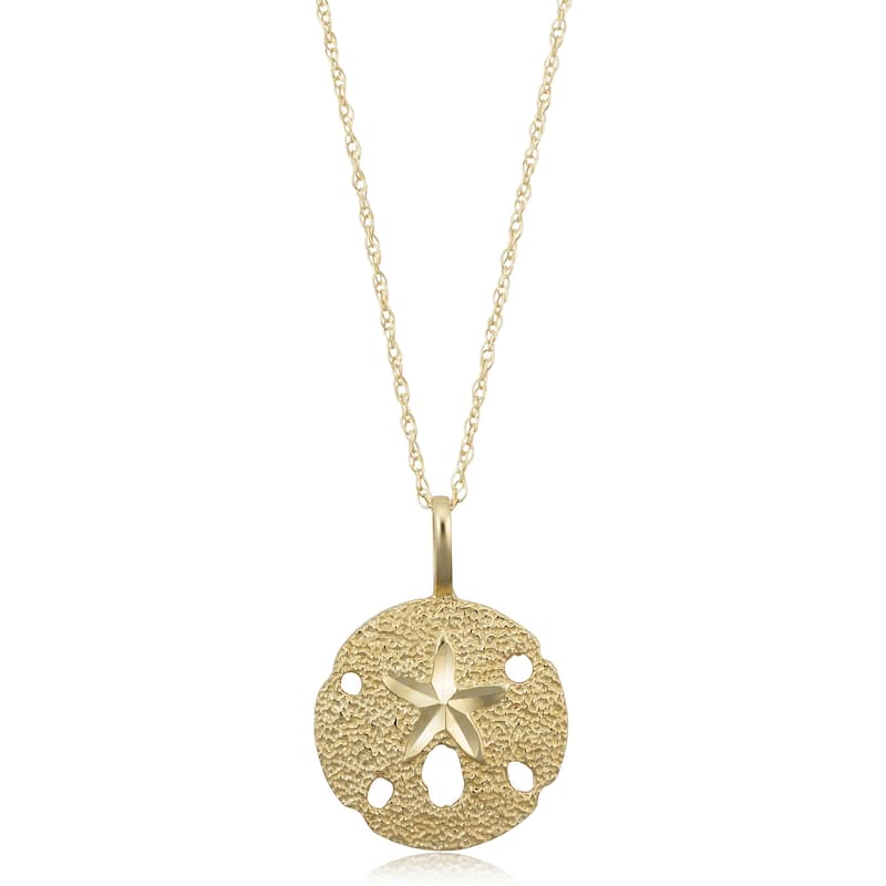 14k Yellow Gold Starfish Sand Dollar Pendant Necklace (18 inch)
