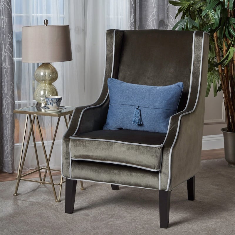 Eddison Traditional Two Toned Velvet Club Chair by Christopher Knight Home