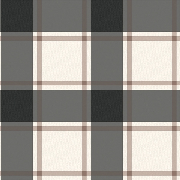 Plaid Black & Ivory Peel and Stick Wallpaper - Overstock - 27539504
