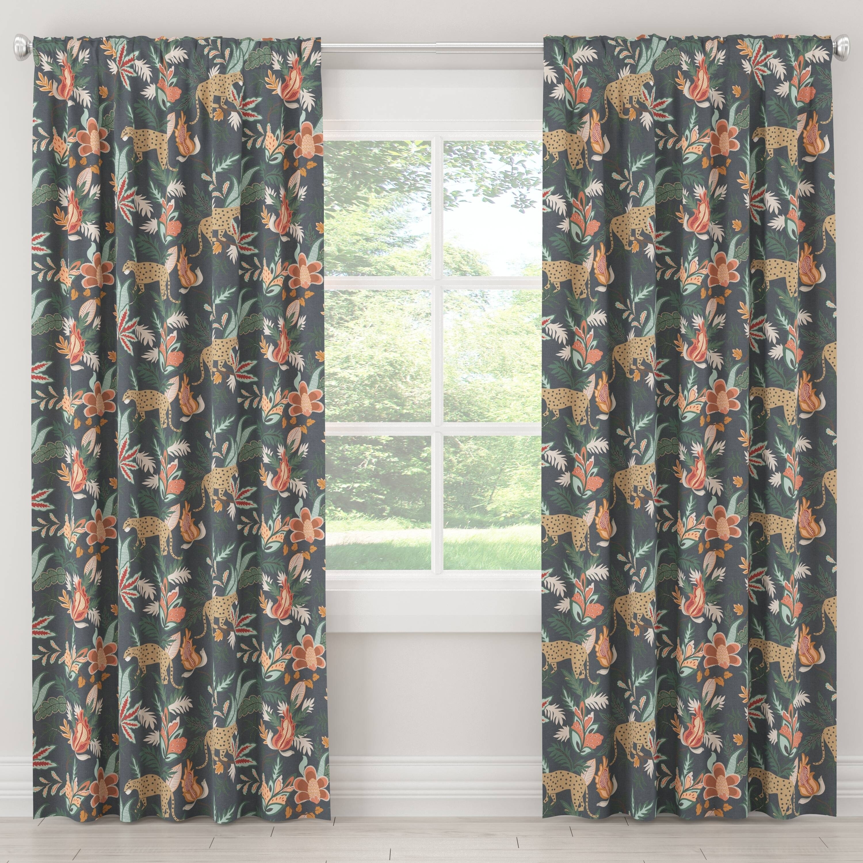 Shop Skyline Unlined Curtains In Venya Safari Navy On Sale