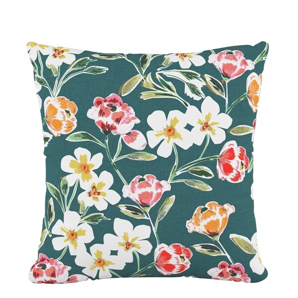 Skyline Fluffed Polyester 18 x 18 Pillow in Summer Floral Green