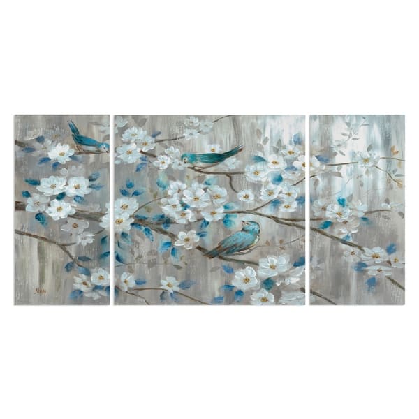 slide 2 of 5, Teal Birds-A Premium Multi Piece Art available in 3 sizes