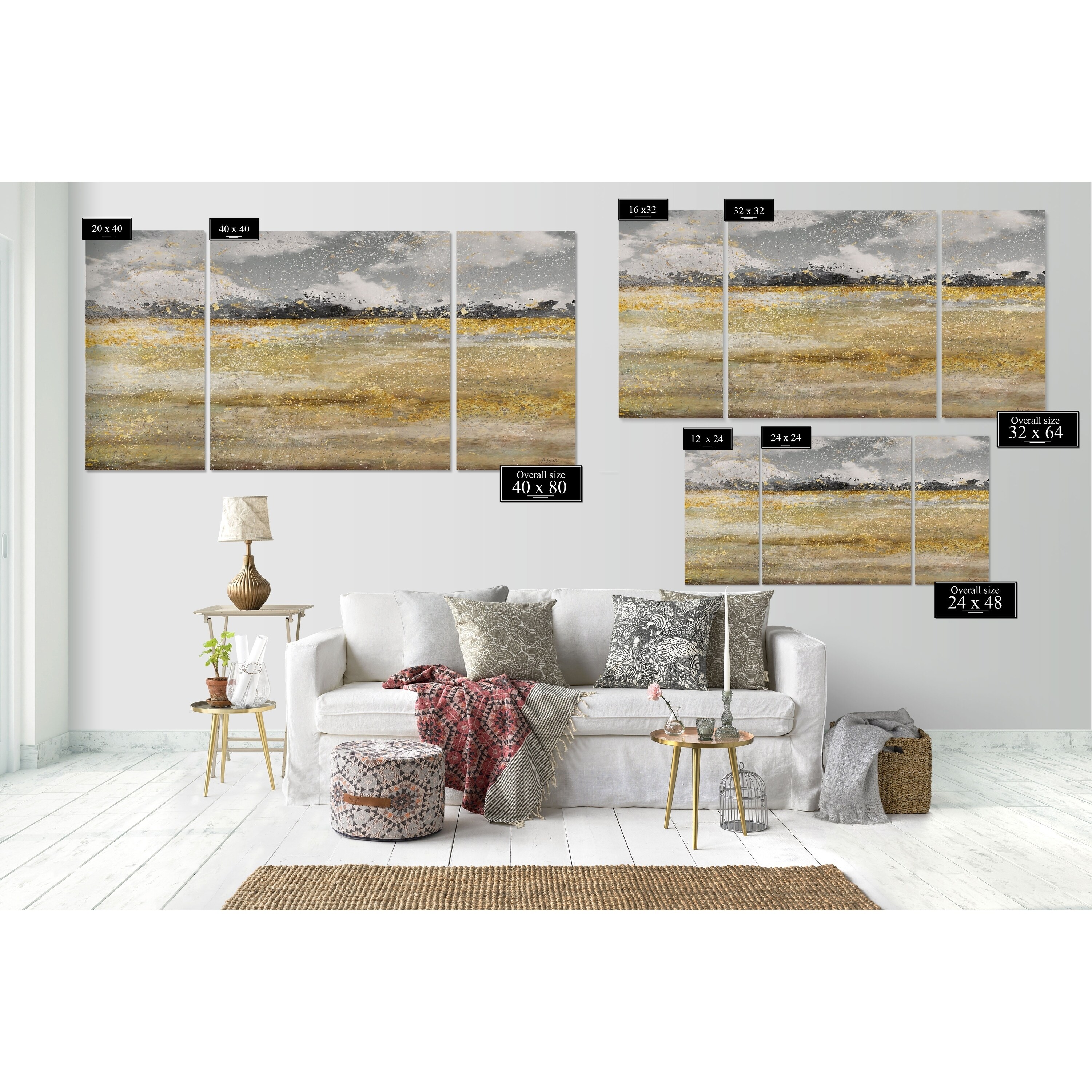 Wexford Home Abstract Wall Art Watercolor Canvas Prints Modern Artwork dcor for Living Room Bathroom Bedroom 32x 32 Inches, Set of 4, Size: 32 x 32