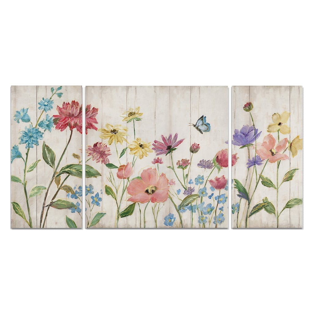 Wildflower Flutter On Wood-A Premium Multi Piece Art available in 3 sizes