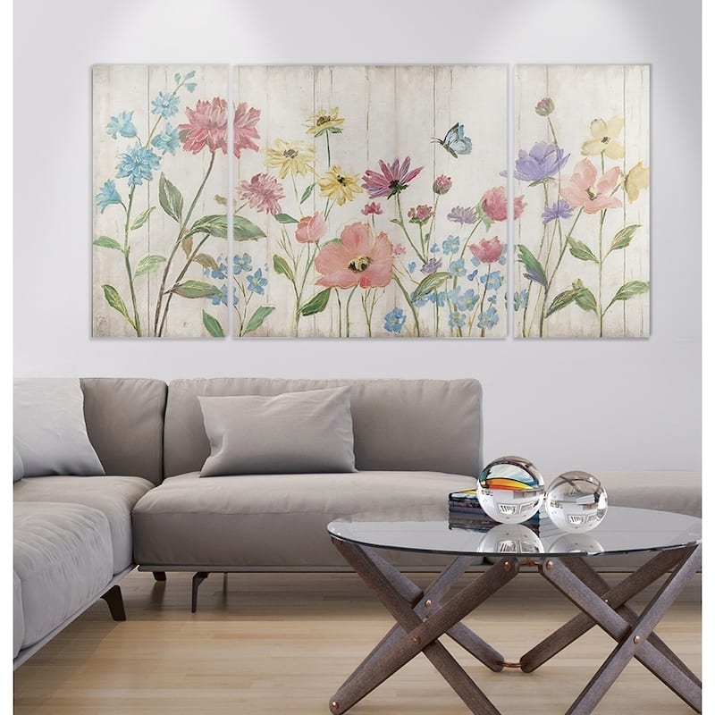 Wildflower Flutter On Wood-A Premium Multi Piece Art available in 3 sizes