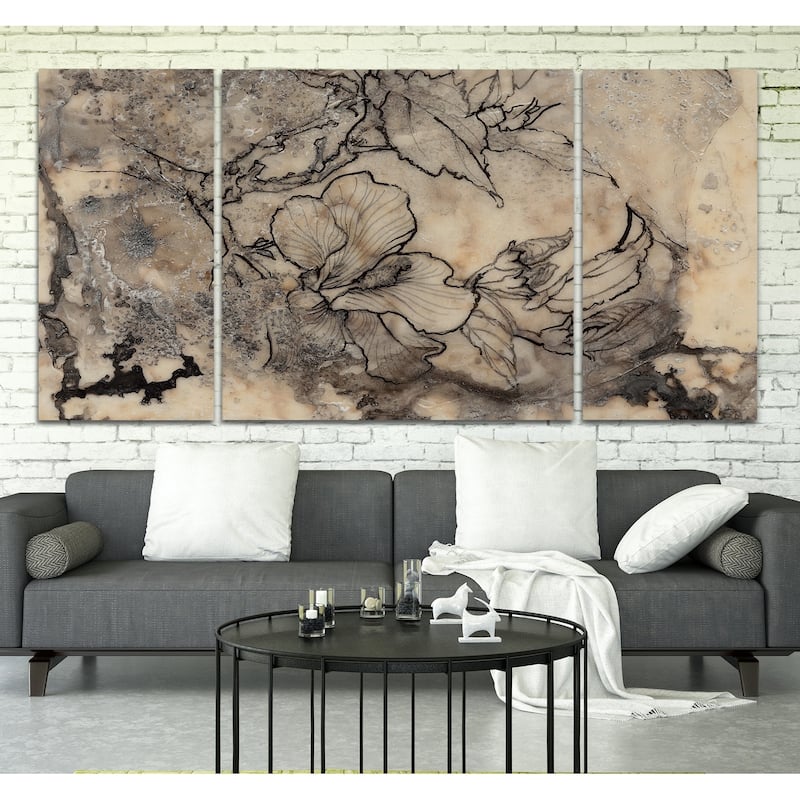 Tattooed Floral I-A Premium Multi Piece Art available in 3 sizes
