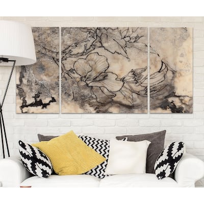 Wexford Home 'Tattooed Floral I' Premium Canvas Multi-piece Hand-wrapped Giclee Wall Art