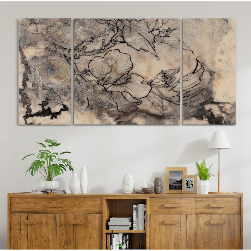 Tattooed Floral I-A Premium Multi Piece Art available in 3 sizes