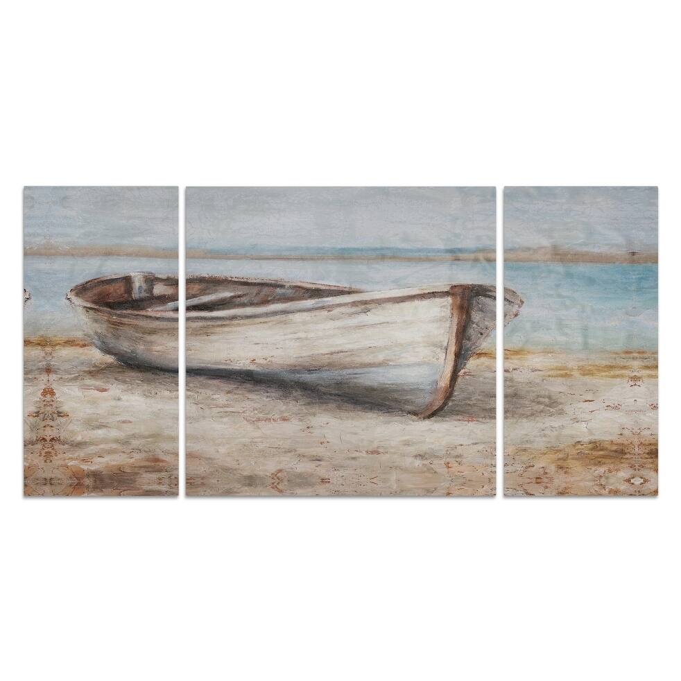 Embellished Whitewashed Boat-A Premium Multi Piece Art available in 3 sizes