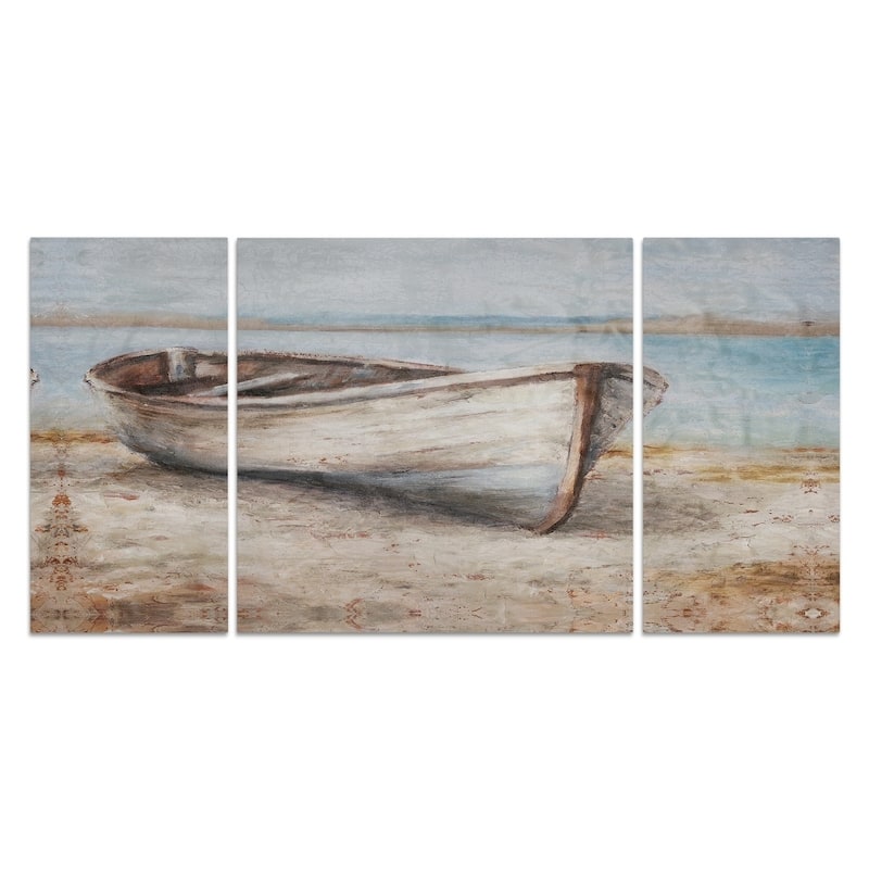 Embellished Whitewashed Boat-A Premium Multi Piece Art available in 3 sizes