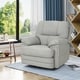 preview thumbnail 2 of 7, Elodie Faux Leather Swivel Power Glider Recliner by Christopher Knight Home Light Grey + Black