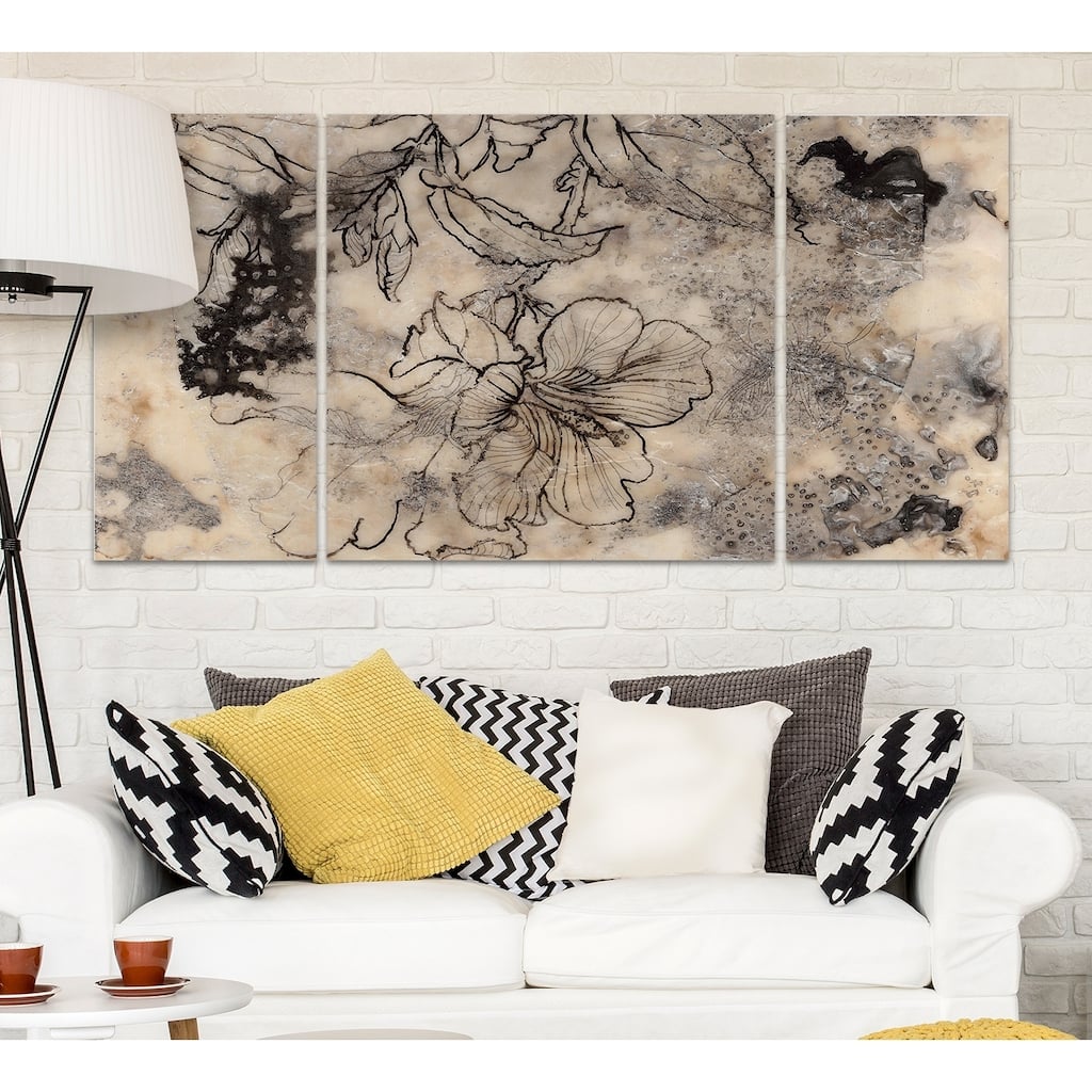 Tattooed Floral II-A Premium Multi Piece Art available in 3 sizes