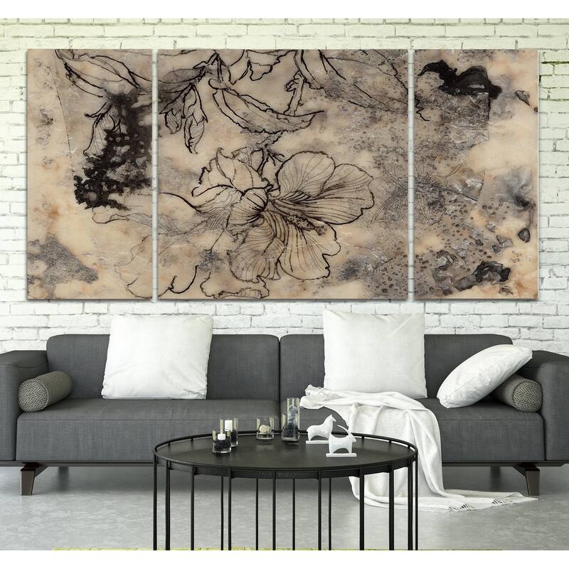 Tattooed Floral II-A Premium Multi Piece Art available in 3 sizes