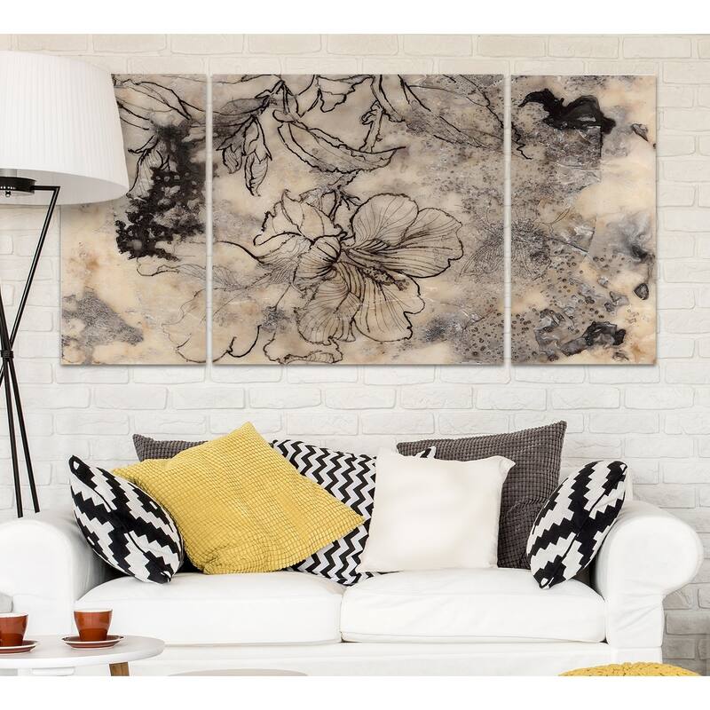 Tattooed Floral II-A Premium Multi Piece Art available in 3 sizes