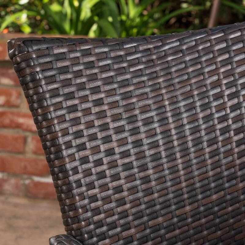 Jaxon Outdoor 7 Piece Multibrown PE Wicker Dining Set with Rectangular Dining Table by Christopher Knight Home