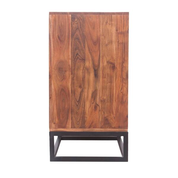 Shop Acacia Wood Dresser Or Display Unit With Metal Base Brown