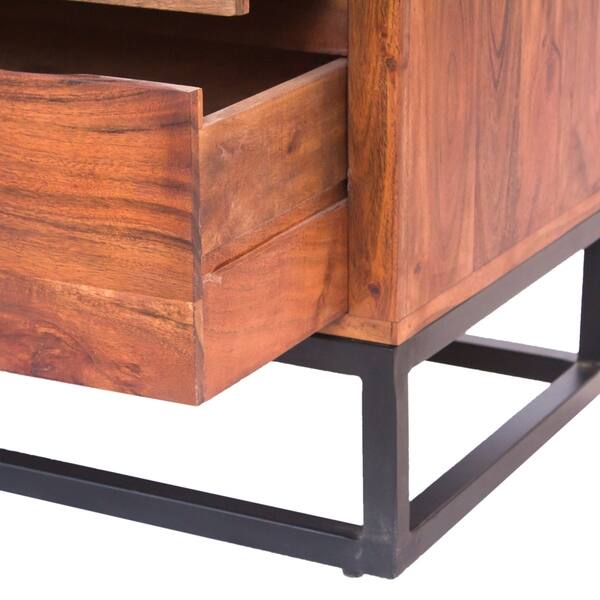 Shop Acacia Wood Dresser Or Display Unit With Metal Base Brown