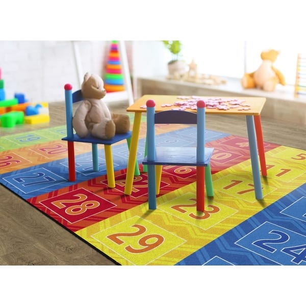 Flagship Carpet Kids Nylon Primary Colors Number Chevrons Classroom ...