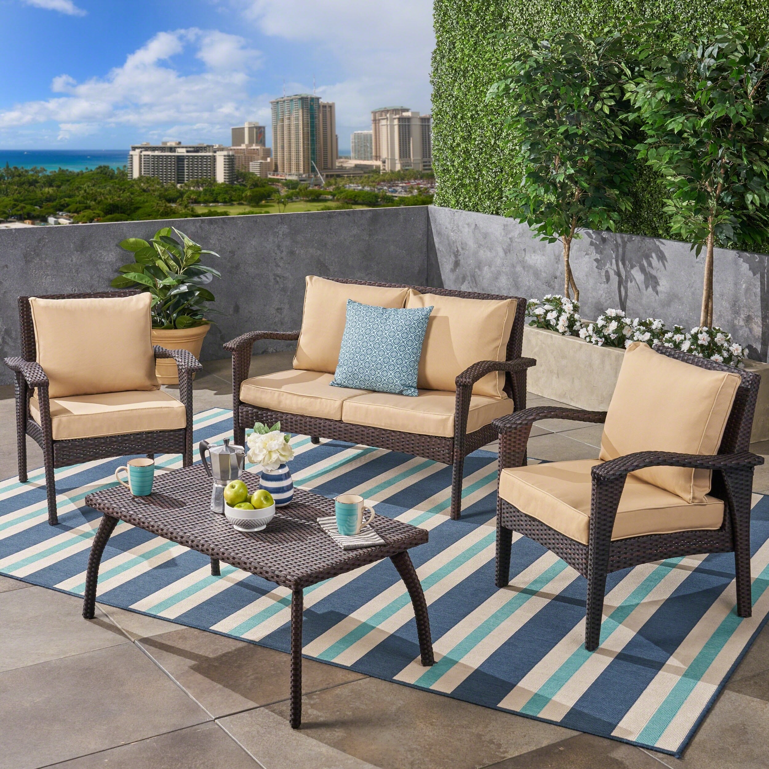Honolulu Outdoor Water Resistant Fabric Loveseat And Club Outdoor Water Resistant Fabric Loveseat