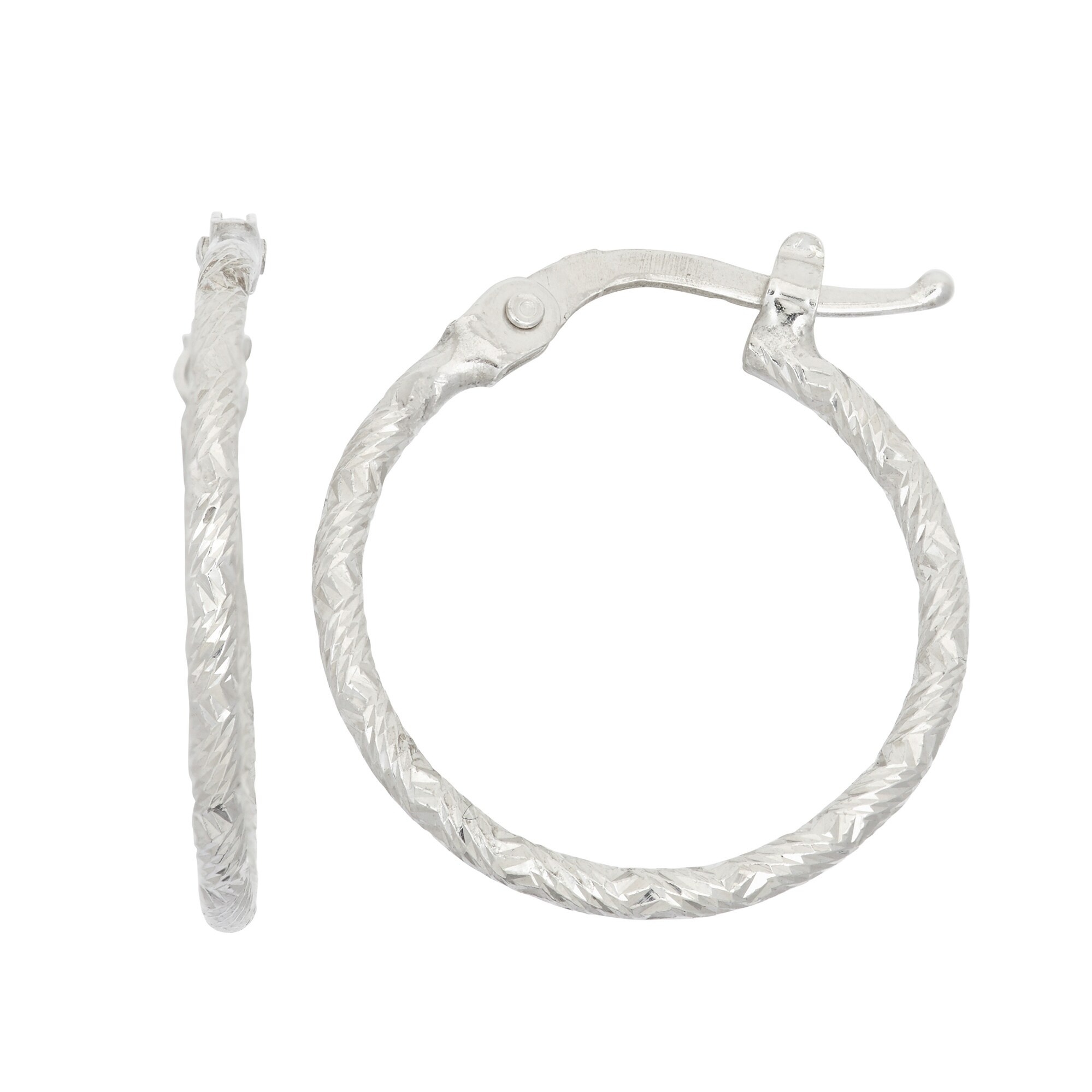 Sterling Silver Diamond Cut 35mm Round Hoop Earrings