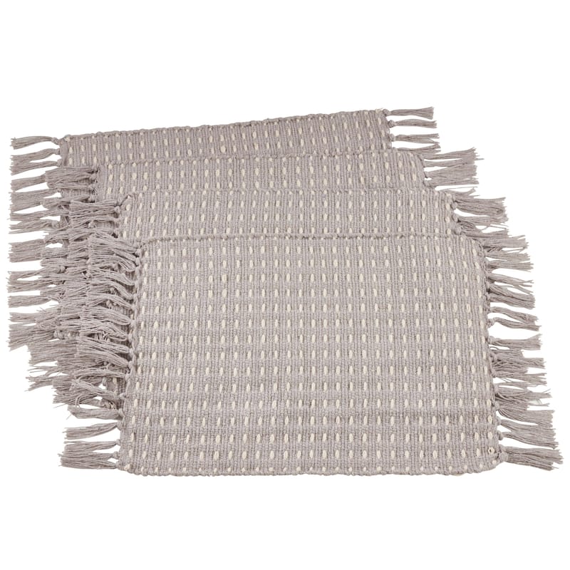 Cotton Placemats With Dashed Woven Design (Set of 4)