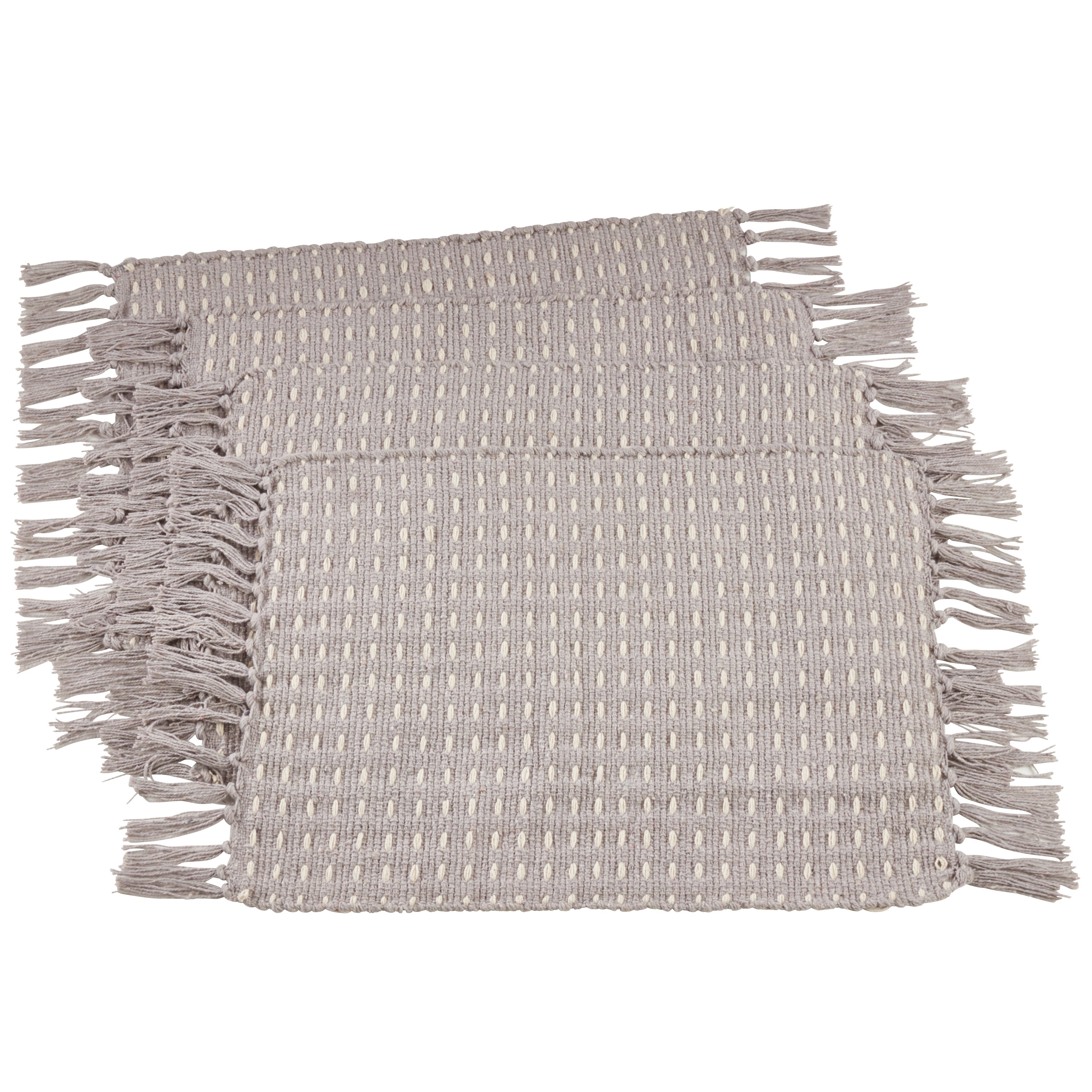 Saro Lifestyle Cotton Placemats With Dashed Woven Design (Set of 4)