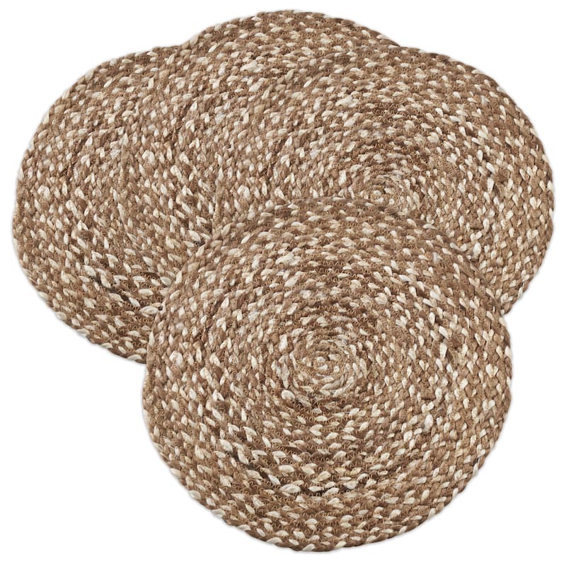 Jute Placemats With Woven Design (Set of 4)