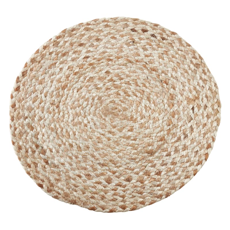 Jute Placemats With Woven Design (Set of 4) - Natural