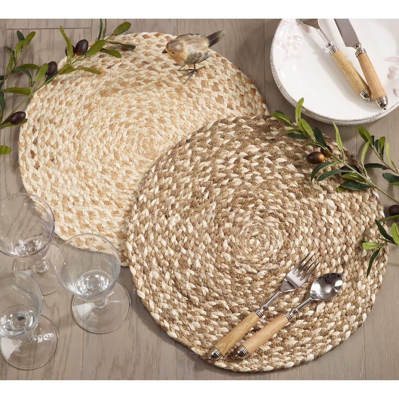 Jute Placemats With Woven Design (Set of 4)