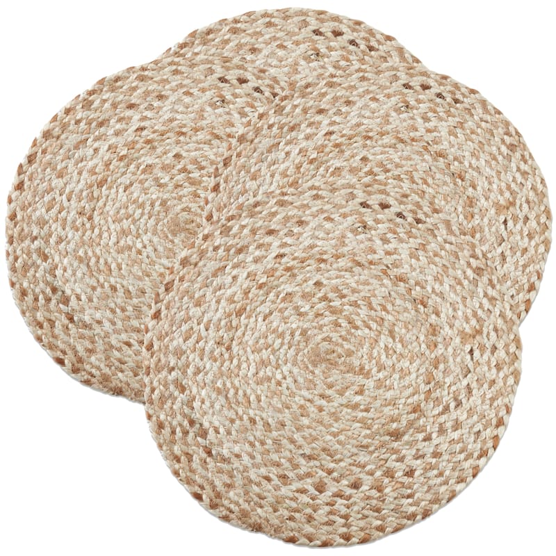 Jute Placemats With Woven Design (Set of 4)