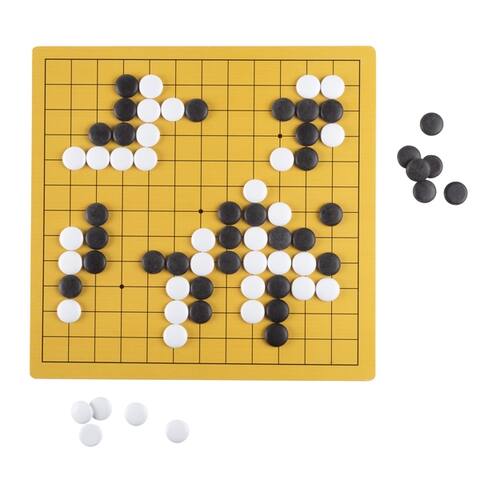 Go Board Game Set - Beginner's Two Player Strategy Game with Reversible Board and Melamine Pieces by Hey! Play!