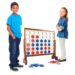 4-In-A-Row--Giant Wooden Indoor/Outdoor Game- 2 Player Strategy and Skill Fun Backyard Lawn by Hey! Play! - 33" x 8" x 29"