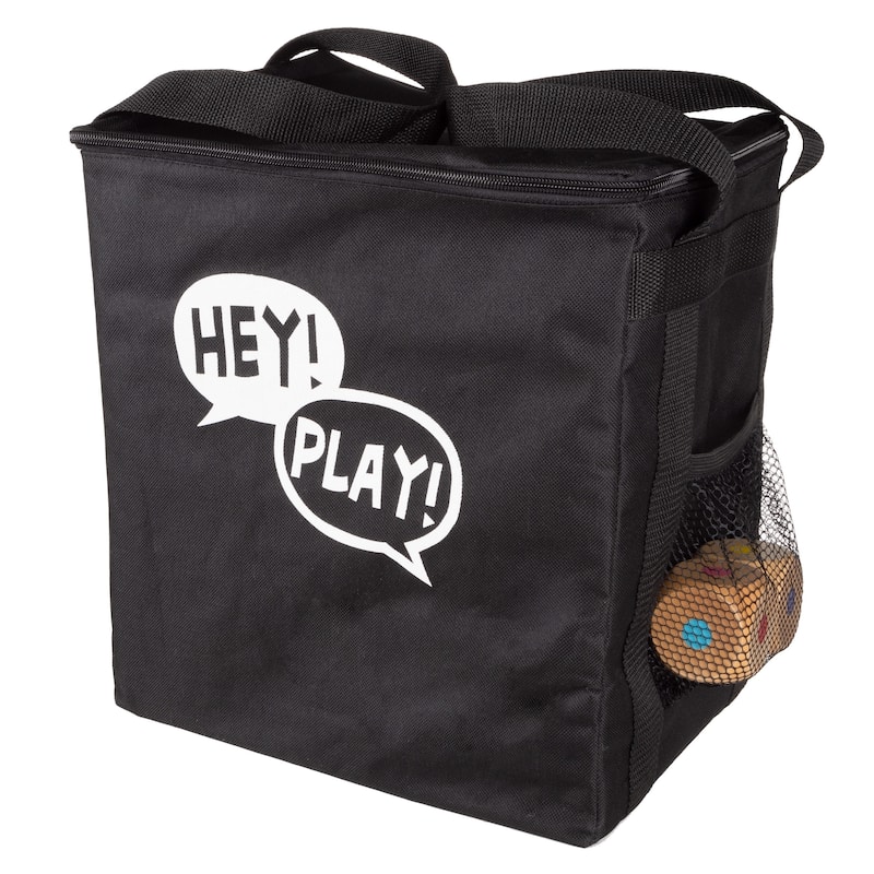 Nontraditional Giant Wooden Blocks Tower Stacking Game with Dice, Outdoor Yard Game by Hey! Play! (Rainbow Color)