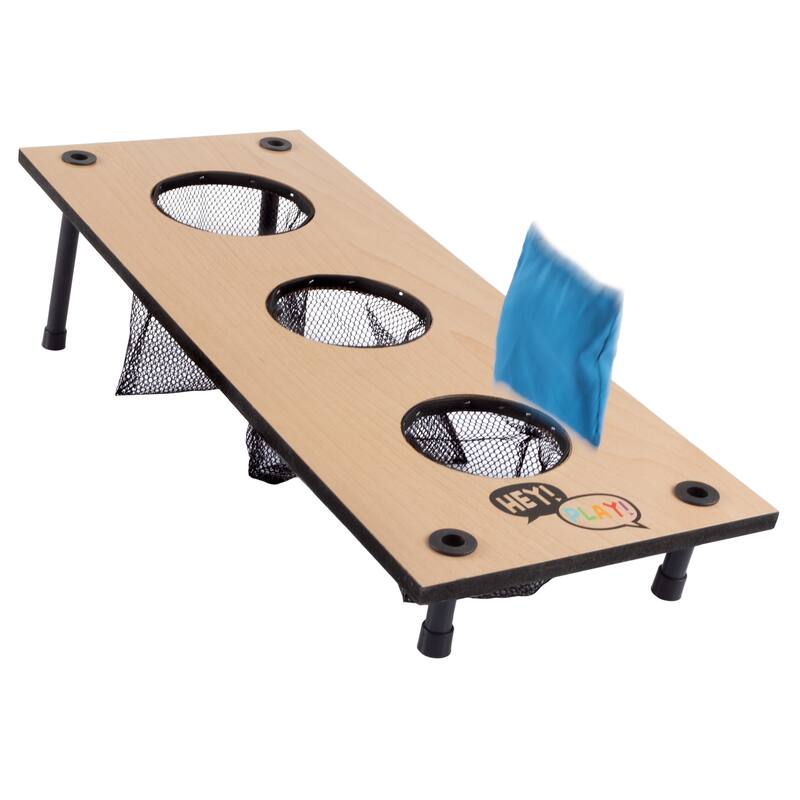 2-in-1 Washer Pitch and Beanbag Toss Set- Indoor/Outdoor Wooden Backyard/Tailgate Party Games by Hey! Play!