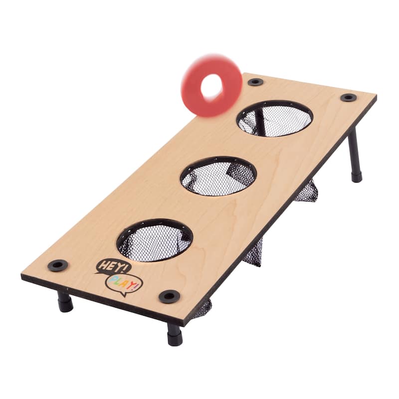2-in-1 Washer Pitch and Beanbag Toss Set- Indoor/Outdoor Wooden Backyard/Tailgate Party Games by Hey! Play!