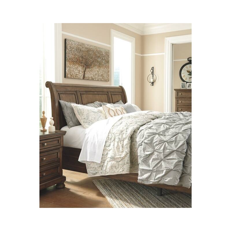 Flynnter Medium Brown Sleigh Storage Bed.