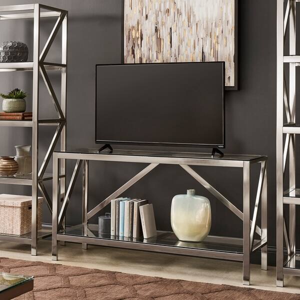 Shop Copper Grove Valkeakoski Brushed Nickel Entertainment Center