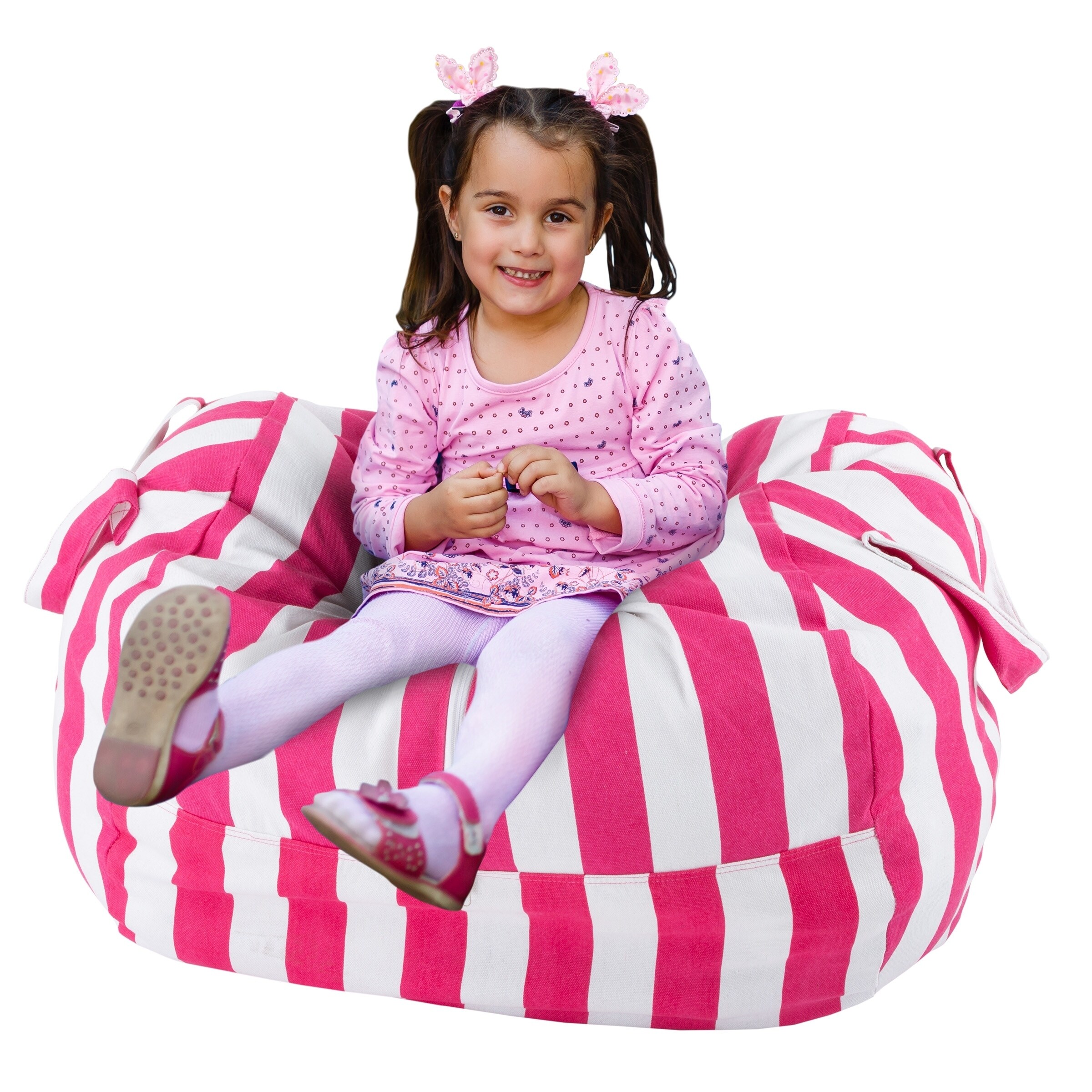 Shop Porch Den Lianna Pink White Cotton Canvas Striped Storage